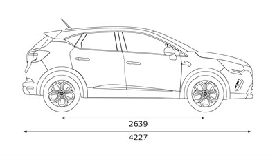 graphic image that shows renault captur dimensions