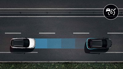 graphic design of Active Cruise Control with Stop & Go function of a renault captur